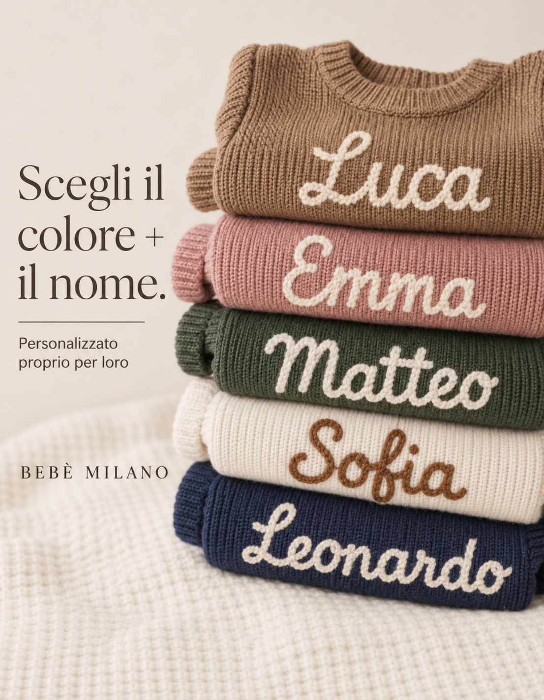 Maglioncino Personalizzato con Nome Ricamato a Mano